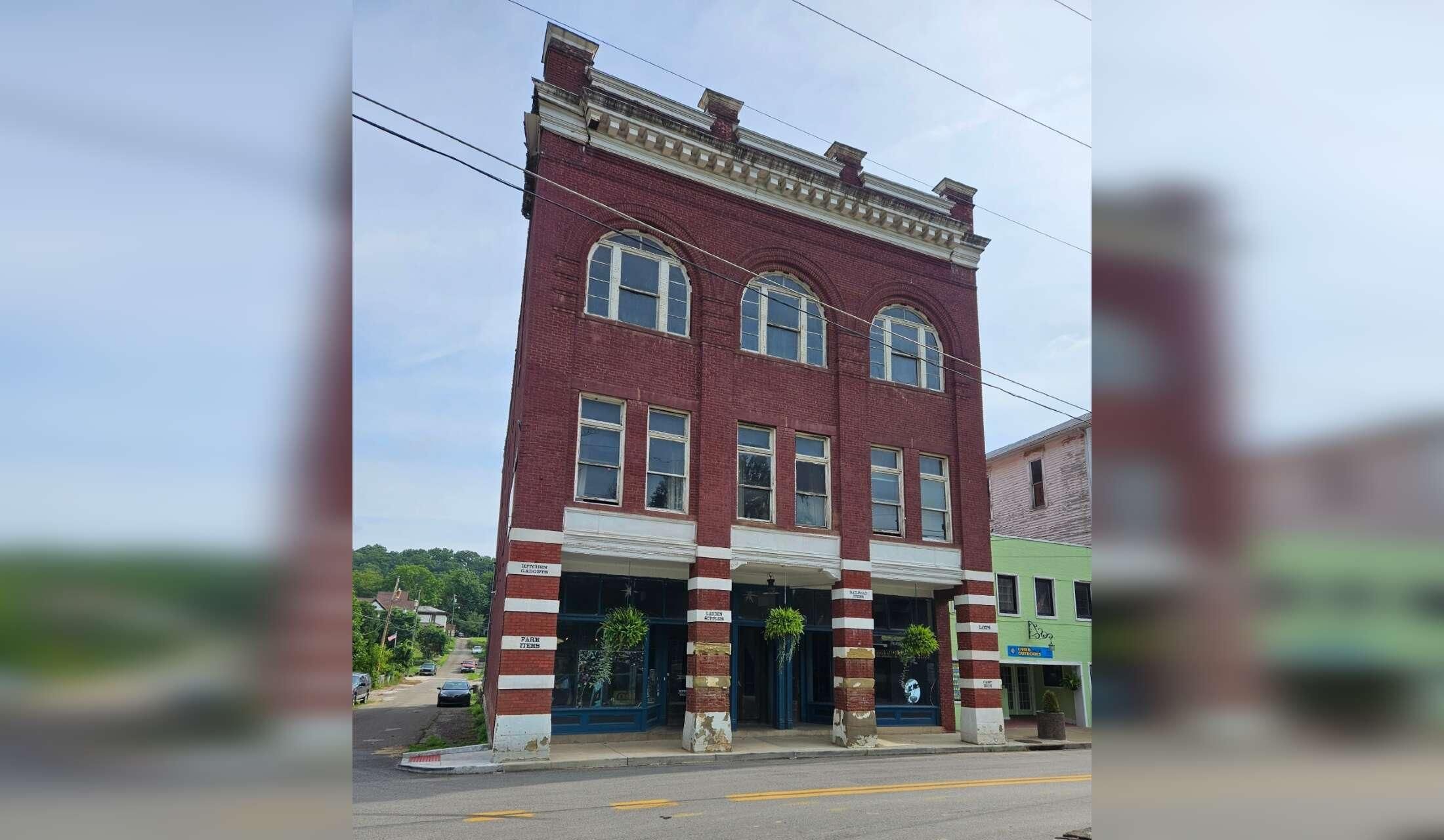 Historic building in a small-town setting on a nature trail